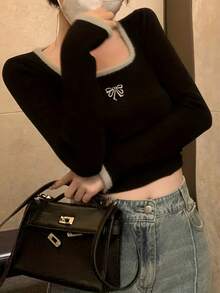 Women Knit Tops - Black - View 5