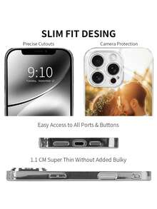 1pc Customized Photo TPU 1.0 Transparent Phone Case Compatible With IPhone 15 Pro Max/IPhone 16 Pro Max/IPhone 17 Air/IPhone 17 Pro Max, S24U/A36/A17, And Other Models - Gold - View 8