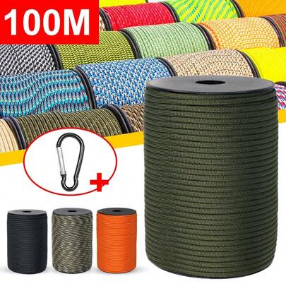 100M 300FT 4mm 7 Strand Core Paracord Parachute Para Cord Camping Tent Guy Rope