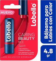 LABELLO Bálsamo Labial Caring Beauty Red (4.8 g), Color Intenso y Cuidado Duradero con Vitamina E y Aceite de Almendras Orgánico - 1 - Ver 4
