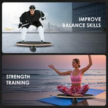 Tabla de equilibrio de madera para interiores, patineta, tabla de surf para interiores, tabla de equilibrio, tabla de equilibrio, entrenamiento de equilibrio - Negro - Ver 11