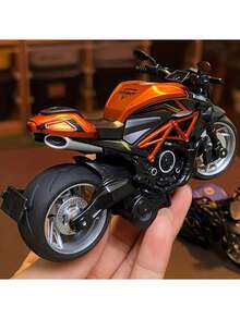 摩托车-1:12比例摩托车玩具，带声光效果，压铸合金摩托车玩具，生日、圣诞节、返校 - 彩色 - 查看 8
