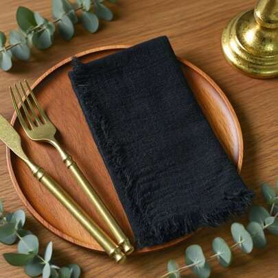 10/30 قطعة مجموعة مناديل زفاف ذات لون واحد 32*32 سم/12.6*12.6 بوصة مزينة بشراريب قماش غوز فينتاج ناعم مربع مناسب لحفلات عيد الميلاد والاستخدام اليومي وأطباق العشاء، قابل للغسل وإعادة الاستخدام