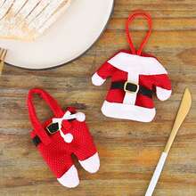 1set(2pcs) - Christmas Costume Styling Knife And Fork Cutlery Bag, Christmas Party Tableware Decoration Supplies, Suitable For Christmas Party Table Decoration, Christmas Tree Decoration Pendant Christmas Christmas Decorations Christmas Pajamas Christmas Gifts Christmas Decor