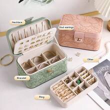 1pc Vintage-Style Jewelry Organizer Box With Lockable Drawers & Velvet-Lined Compartments - Large Faux Leather Rectangular Tabletop Storage For Earrings, Rings, Necklaces - Unique Gift For Women, Mom, Jewelry Box, Jewelry Boxes