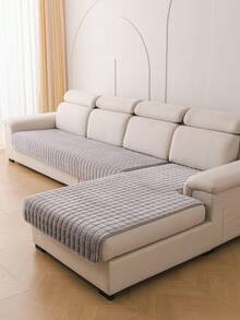 1 Stück gestepptes Flanell Sofakissen, rutschfeste Sofa Sitzauflage, geeignet für ein-/zwei-/drei-/viersitzige Sofas und Chaiselongues, waschbar, moderner Stil, ganzjährig verwendbar, Wohndekoration - Hellgrau - Übersicht 1