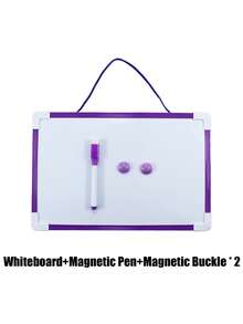 1 件多功能双面白板，配有配色笔和磁性钉子 - 耐用 PVC，节省空间的悬挂设计，适合办公室和家庭使用，易于涂鸦和整理笔记，办公室组织 | 现代白板 | PVC 白板，家用白板