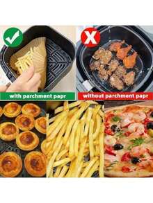 25/50 Papel desechable para forro interior de freidora de aire, resistente al aceite y al agua, para canasta y tazón de freidora de aire de 6 pulgadas / 8 pulgadas, 50/25 piezas, empaque predeterminado de OPP, papel de hornear redondo antiadherente, adecuado para la mayoría de las freidoras de aire, regalos de Halloween, Navidad, accesorios de cocina, hornear, cumpleaños, bodas, forro de freidora de aire.