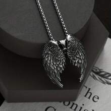 Vintage Silver Angel Wing Pendant Necklace, Perfect Gift For Both Men And Women - 銀色 - 查看 6