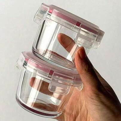 1pc Thick Glass Food Storage Jar With Airtight Lid, Suitable For Picnic, Meal Prep, Fridge Storage, Microwave & Freezer , Mini Portable Cute Design, For Storing Lunch, Leftovers, RV & Camping, Kitchen Tool, Kitchen Accessory, Kitchen Organization, Office, School