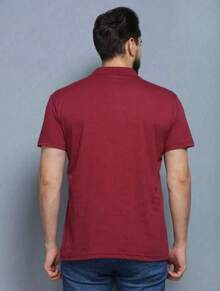 BOOS Men's Summer Polo Neck T-Shirt Regular Fit Buttons On The Front Button - Burdeos - Ver 2
