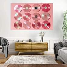 Pink Vinyl Records Canvas Wall Art Retro Music Themed Decor For Living Room Bedroom Studio Bar Cart Decoration Stylish Aesthetic Prints To Add Vintage Vibe To Space Home Decor Room Decor Halloween Decor Halloween Wall Decor Halloween Decorations Bathroom Decor Fall Decor Poster Navidad Decoración Para Cuarto Perfect For Seasonal And Holiday Decor Transform Your Space With Festive Autumn And Halloween Vibes - Đã đóng khung - Xem 2