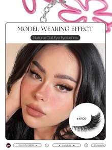 7 对全新猫眼睫毛自然纤长透明带状睫毛翼状眼尾加长睫毛仿貂毛睫毛化妆条状睫毛、睫毛、假睫毛 - 眼尾拉長款 - 查看 2