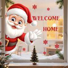 Christmas Window Stickers, Cute Santa Claus Snowman Glass Window Decals Door Stickers Decoration, Suitable For Holiday Christmas Nursery Playroom Bedroom Classroom Kindergarten Wall Stickers Room Decor Wall Sticker Wall Decor Home Decor Christmas Decorations Christmas Decorations Home