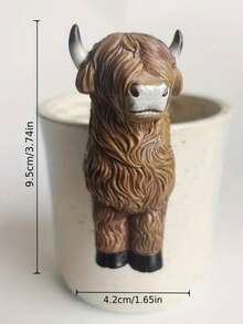 1pc Elegant Highland Cow Garden Decor - Resin Ornament, Suitable For Flower Pot Edging - Multicolor - View 5