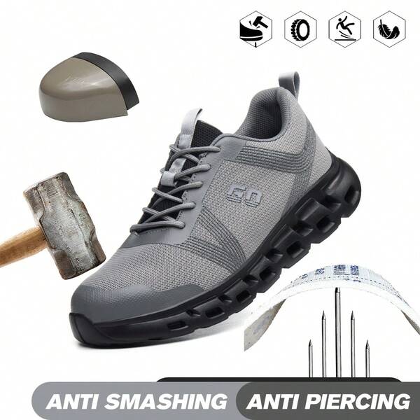 Stahlkappenschuhe für Herren und Damen, leicht, atmungsaktiv, stoßfest, stichfest, bequem für Bauarbeiten, Schuhe für Outdoor-Arbeit, Stahlkappenschuhe für Sport