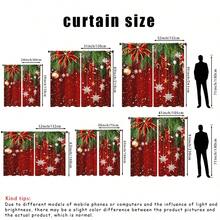 ستارتان لنافذة عيد الميلاد - مزينتان بنقوش أشجار صنوبر خضراء وحمراء، مزينتان بنجوم وفيونكات ذهبية وثلوج، مثالية للغرفة المعيشية والنوم والمطبخ والحمام. تتميز الستائر بتصميم جيب القضيب لحماية الخصوصية، خيار مثالي للغرفة المعيشية. - متعدد الألوان - مشاهدة 3
