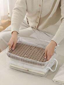 حقيبة تخزين لحاف بطراز جديد، حقيبة تنظيم ملابس وأغطية قطنية شفافة للمنزل، حقيبة تعبئة ملابس كبيرة السعة مقاومة للرطوبة للنقل، يمكن استخدامها للسفر.