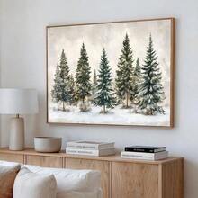 1pc Unframed Winter Christmas Trees Landscape Poster Rustic Wall Art Canvas Print Minimalist Winter Xmas Holiday Snowy Forest Farmhouse Cottagecore Decor Retro Painting For Apartment, Living Room, Bedroom, Modern Home Decoration Halloween Decor Christmas Decoration Thanksgiving Wedding Home Decor Home Decor Fall Decor Autumn Decor Birthday Decorations For Gifts Party Supplies Indoor Holiday Festival Decor Wall Decor Halloween Ornaments Christmas Decoration XMAS Decor Christmas Tree Gift Decor Thanksgiving Wedding Home Decor Home Decor Fall Decor Autumn Decor Birthday Decorations For Gifts Party Supplies Indoor Holiday Festival Decor Halloween Decor Wall Decor Halloween Ornaments - Multicolor - View 1
