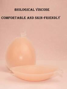 3 / 1 par de sujetadores invisibles sin tirantes de viscosa con efecto push-up de silicona - Sujetadores reutilizables de viscosa con elevación del busto y sin espalda con pegamento saludable para ropa interior de mujer