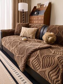 1件装毛绒羊羔绒沙发座垫套 - 防滑保暖座垫，适用于组合沙发，宠物友好型1/4沙发保护垫