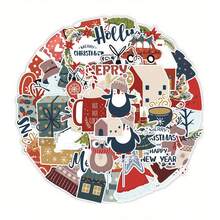 50 件圣诞贴纸卡通贴纸涂鸦乙烯基卡通涂鸦贴纸适用于笔记本电脑手提箱吉他汽车电脑贴纸