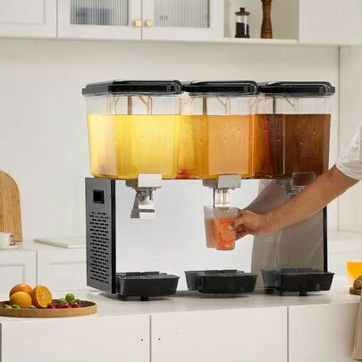 Dispensador de bebidas comerciales de 18 l x 3 tanques Dispensador de bebidas frías, jugos y hielo
