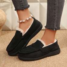 Slip On Shoes Women Casual Loafers Warm Lined Slippers Casual Walking Ladies Shoes Spring Fall Four Season Outdoor Travel - 黑色 - 查看 1