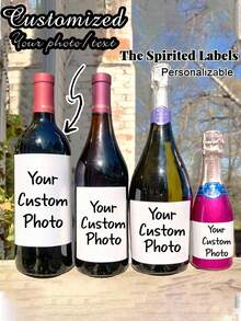 Custom Wine Bottle Label/Photo Wine Label/Personalized Champagne Label/Photo Wedding Wine Label/Wine Gift/Engagement Gifts/Gift For Couples - Multicolor - View 3