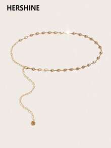 Hershine 1 corrente de cintura feminina com strass brilhantes, decoração de cristal em formato de flor pequena, corrente corporal minimalista e sexy em tom dourado, adequada para vestidos, festas, casamentos, uso diário, presente para amigos, família, namorada, mãe, aniversário, aniversário de verão, outono, Halloween - Ouro - Ver 8