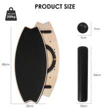 Tabla de equilibrio de madera para interiores, patineta, tabla de surf para interiores, tabla de equilibrio, tabla de equilibrio, entrenamiento de equilibrio - Negro - Ver 5