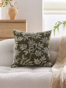 غطاء وسادة مطرز بورقة خضراء، مناسب للديكور الداخلي، غطاء وسادة لجميع المواسم، لا يشمل إدراج الوسادة - أخضر - مشاهدة 11