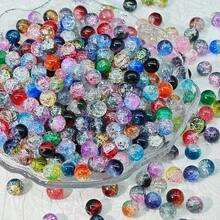 50pcs/100pcs 8mm Snowflake Crackle Glass Beads, Loose Spacer Beads, Suitable For DIY Jewelry Making Necklace Bracelet Earrings Craft Supplies
