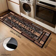 1pc Vintage-Style Doormat, High-Quality Faux Wood Grain Entrance Mat, Non-Slip Backing, European-Style Home Decor Porch Mat, Elegant Entryway Accessory Suitable For Kitchen, Dining Room, Living Room, Foyer, Outdoor Use