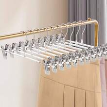 5pcs Non-Slip Coated Pant Rack, Stainless Steel Trouser Hanger, Drying Pant Organizer, Thickened Multi-Function Pant Clips, Wardrobe Storage, White - Regular Size - White - View 5