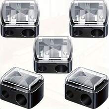 1-Piece Portable Dual Hole Makeup Pencil Sharpener With Ventilation And Debris Collection Function - Battery Free, Transparent Blue Design, Perfect For Eyebrows And Makeup Pencils, Essential For Travel