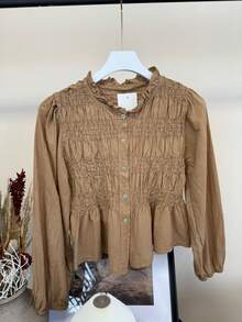 Women Blouses - 卡其色 - 查看 3