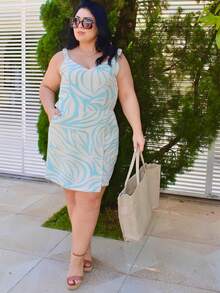 Women's Plus Size Jumpsuit Short Skirt With Printed Lining Summer - 顏色 30 - 查看 2