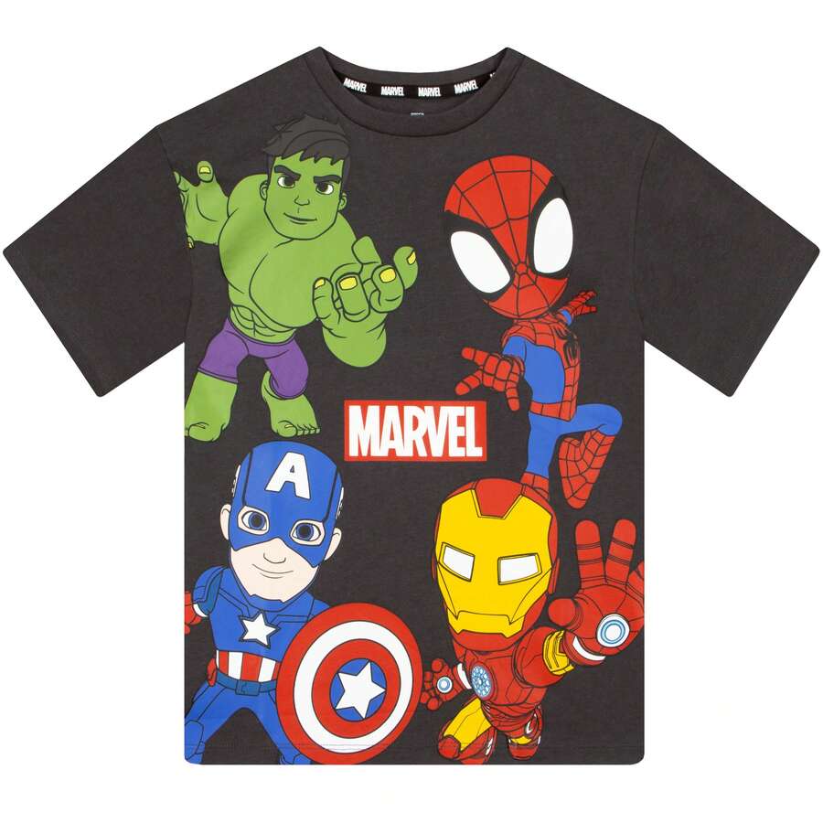 漫威蜘蛛人和他的神奇朋友男孩T卹，男孩夏季上衣，兒童T卹，蜘蛛人兒童服裝 - 灰色 - 查看 1