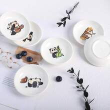 Super Cute Cartoon Panda Ceramic Sauce Dishes, Seasoning Dishes, Little Cat Dog Bird Feeding Bowls, Sushi Soy Dipping Bowls, Appetizer Plates, Dessert Plates-Panda-3.5 Inch, Set Of 6,18562373 - 黃色 - 查看 5