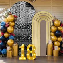 1 buc/65 buc fundal 2D plat, strălucitor, cu grilă neagră și arc de linie aurie, fundaluri pentru decorarea zilei de naștere, aniversării, nunții, absolvirii și petrecerii burlacilor (suportul nu este inclus)