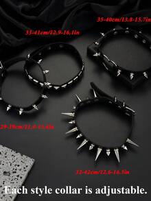 Xiacheng Unisex Adjustable Gothic Style PU Leather Choker Necklace With Rivet Punk Heart Pendant, Motorcycle Chain Necklace Gift - Classic Color - View 3