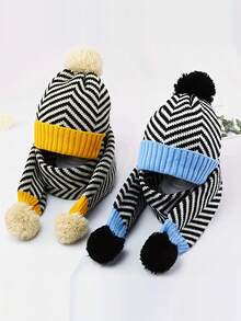 2 Packs Kids' Thermal Set - Striped Design, Stretch-Fit, 100% Polyester, Hand Wash Only, Unisex, Multiple Colors Available, Suitable For Daily Leisure, Parties, Autumn/Winter Seasons, And Christmas/Halloween/Easter Wear - Multicolor - View 2