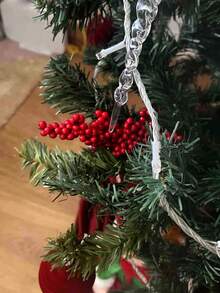 1/10/20/30pcs Red Artificial Berries Christmas Tree Decorations, Foam Holly Branches, Suitable For Christmas, Christmas Decorations, Room Decor, Home Decor, DIY Holiday Decor Accessories, Christmas Gift Wrapping Supplies, New Year Decorations - Red - View 9
