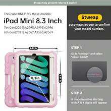 1个保护壳，兼容iPad Mini 6/Mini 7 8.3英寸”、“兼容iPad 5/6/7/8/9/10/11 9.7英寸/10.2英寸/10.9英寸/11英寸”、“兼容iPad Mini 7 2022/2024款，带笔槽、360°旋转手带和支架”、“兼容iPad Air2/Pro/5/6 9.7英寸”、“兼容iPad Mini 7 (A17 Pro) 8.3英寸 2024款”、“兼容iPad A16 11英寸 2023款（粉色+白色）” - 粉白(不含肩帶) - 查看 7
