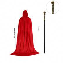 1pc Unisex Party Performance Hooded Cloak, Velvet Fabric, Suitable For Various Festivals, Halloween Costume Role Play, Devil, Vampire, Dress Up, Holiday Costume Prop - Multicolor - View 15