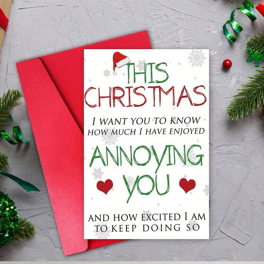 1张令人讨厌的圣诞贺卡，搞笑的丈夫、妻子、伴侣、男朋友、女朋友、妈妈、爸爸 - 均碼 - 查看 1