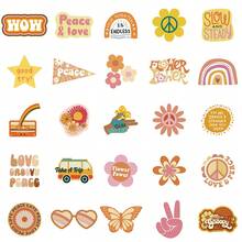 50 Sheets/Set Groovy Boho Hippie Stickers DIY Notebook Journal Adhesive Material Stickers - 1 - Xem 3
