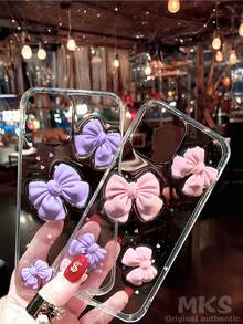 1 件全新闪亮蝴蝶结亚克力二合一手机壳，3D 蝴蝶结手机壳，适用于 11 12 13 14 15 16 Pro Max，节日礼物，女生礼物 Galaxy S23S24S25uS25 Edge 防水防震防摔防刮 - 粉色 - 查看 7