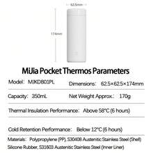 Xiaomi Botella de agua portátil de acero inoxidable 316 de 350 ml, unisex, diseño sencillo, función dual de calor y frío, taza de té portátil para coche y oficina, color rosa - Rosa - Ver 6